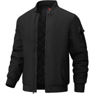 Mens Quilted Bomber Jacket Windproof Padded Coat Warm Casual Fall Winter Outerwe